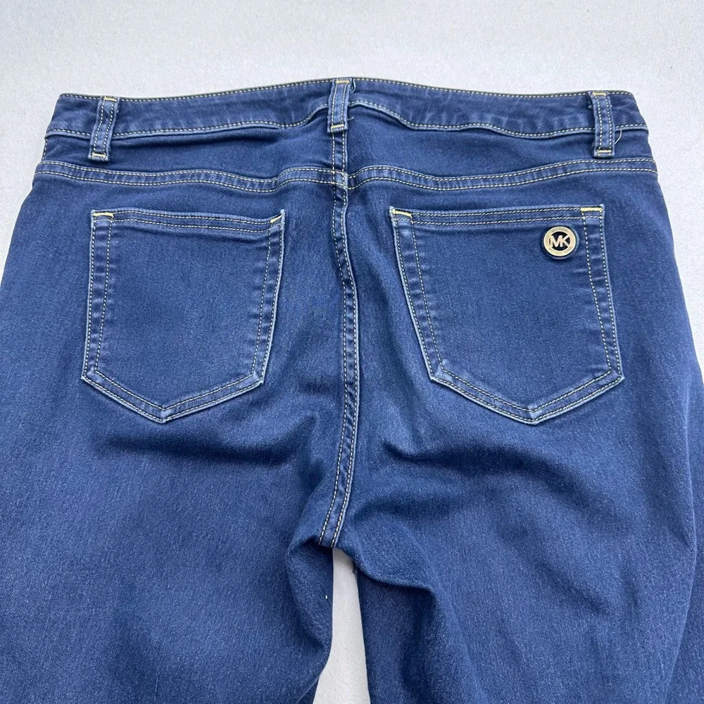 Michael Kors Izzy Skinny Jeans Womens 10 Dark Wash Blue Stretch Denim MK Logo